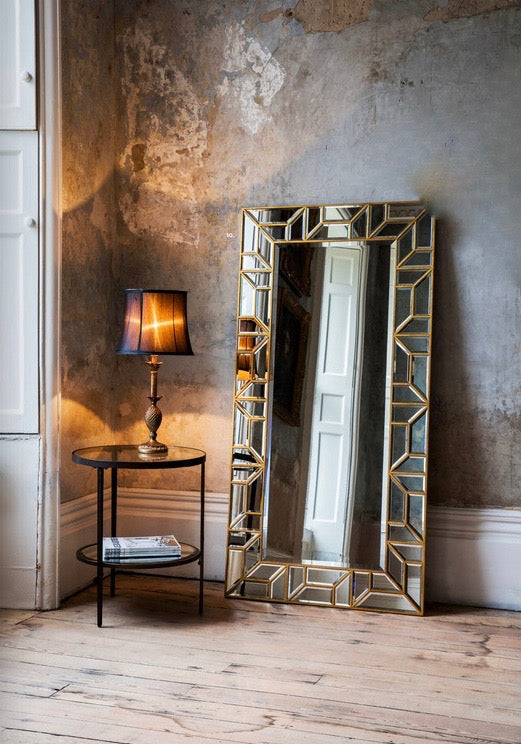 Large Rectangle Gold And Bevelled Mirror-Aldronix
