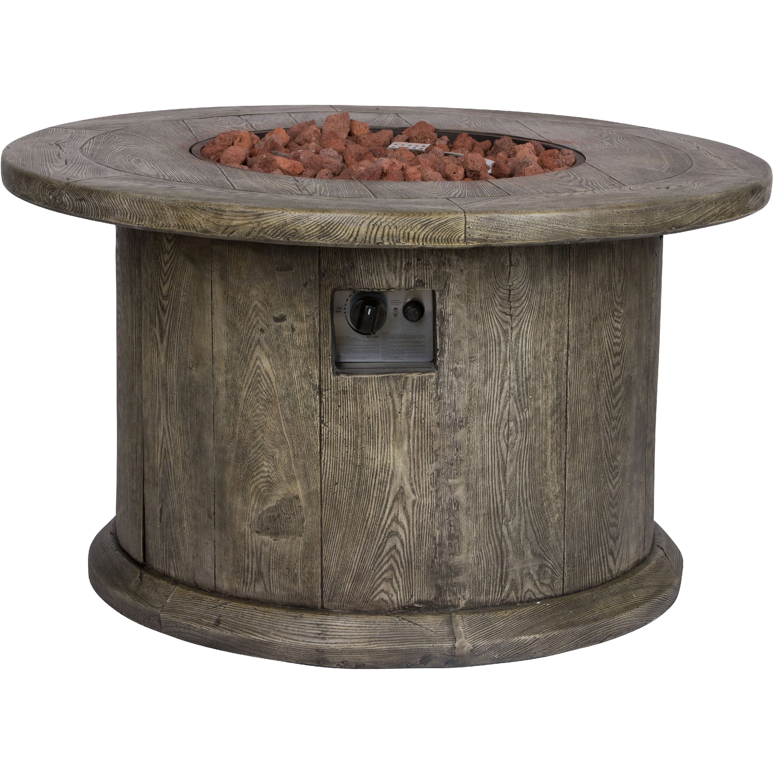 35 in. Round Outdoor Fire Pit Table - Stone-Aldronix
