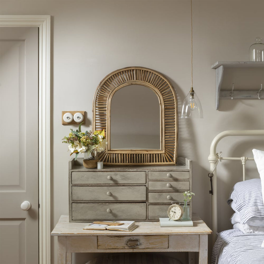 Cane Oval Mirror-Aldronix
