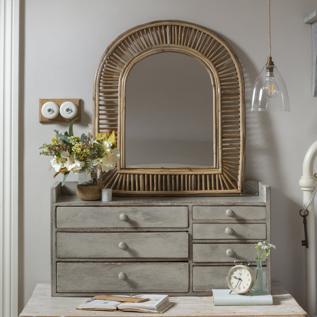 Cane Oval Mirror-Aldronix