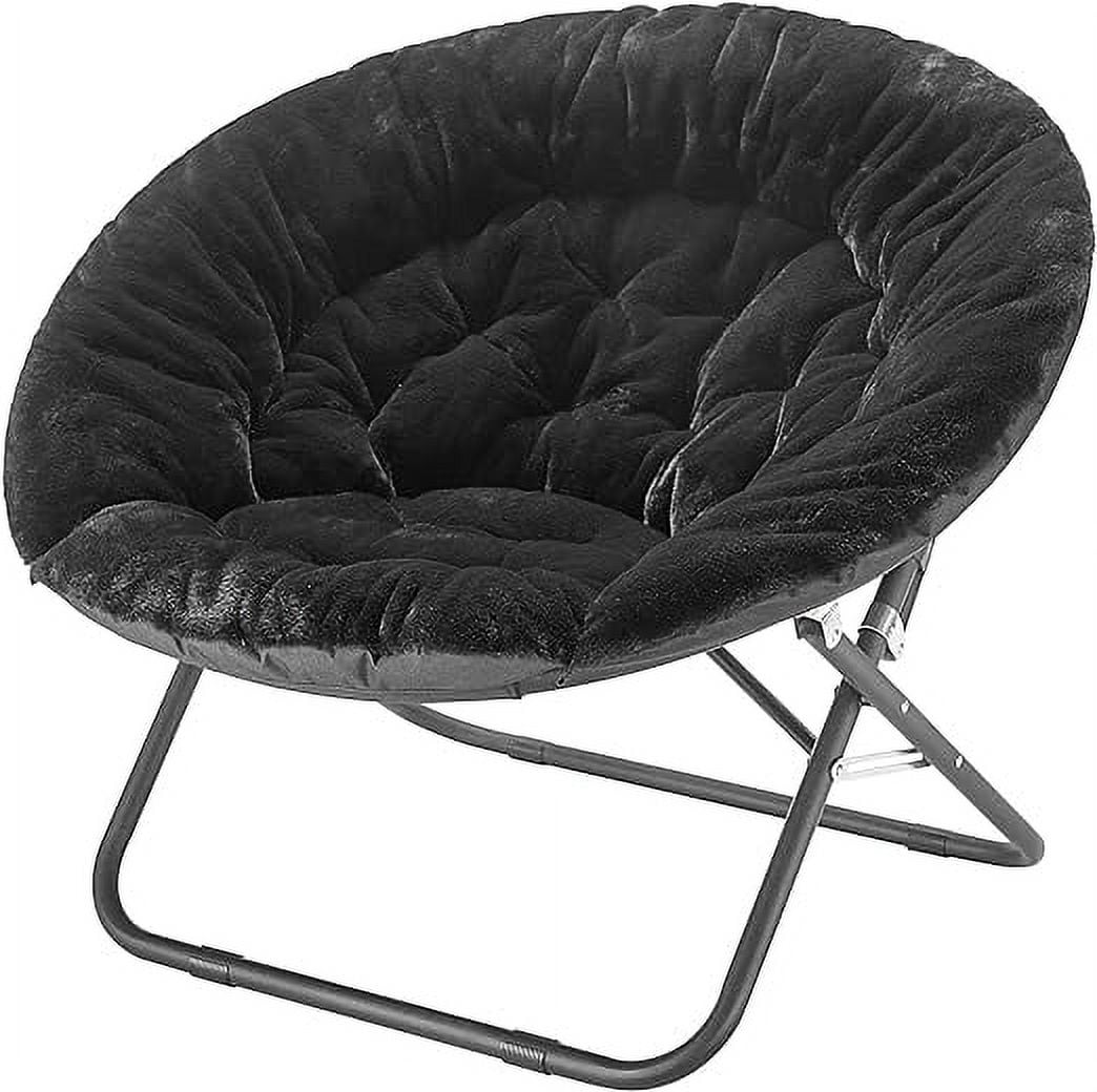 Grey Oversized Faux Rabbit Fur Saucer Chair-Aldronix