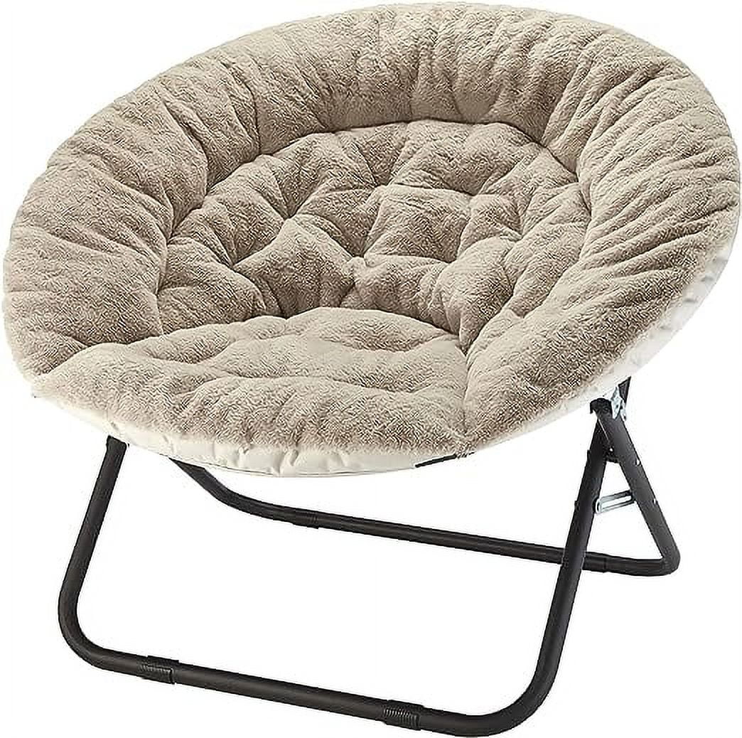 Grey Oversized Faux Rabbit Fur Saucer Chair-Aldronix