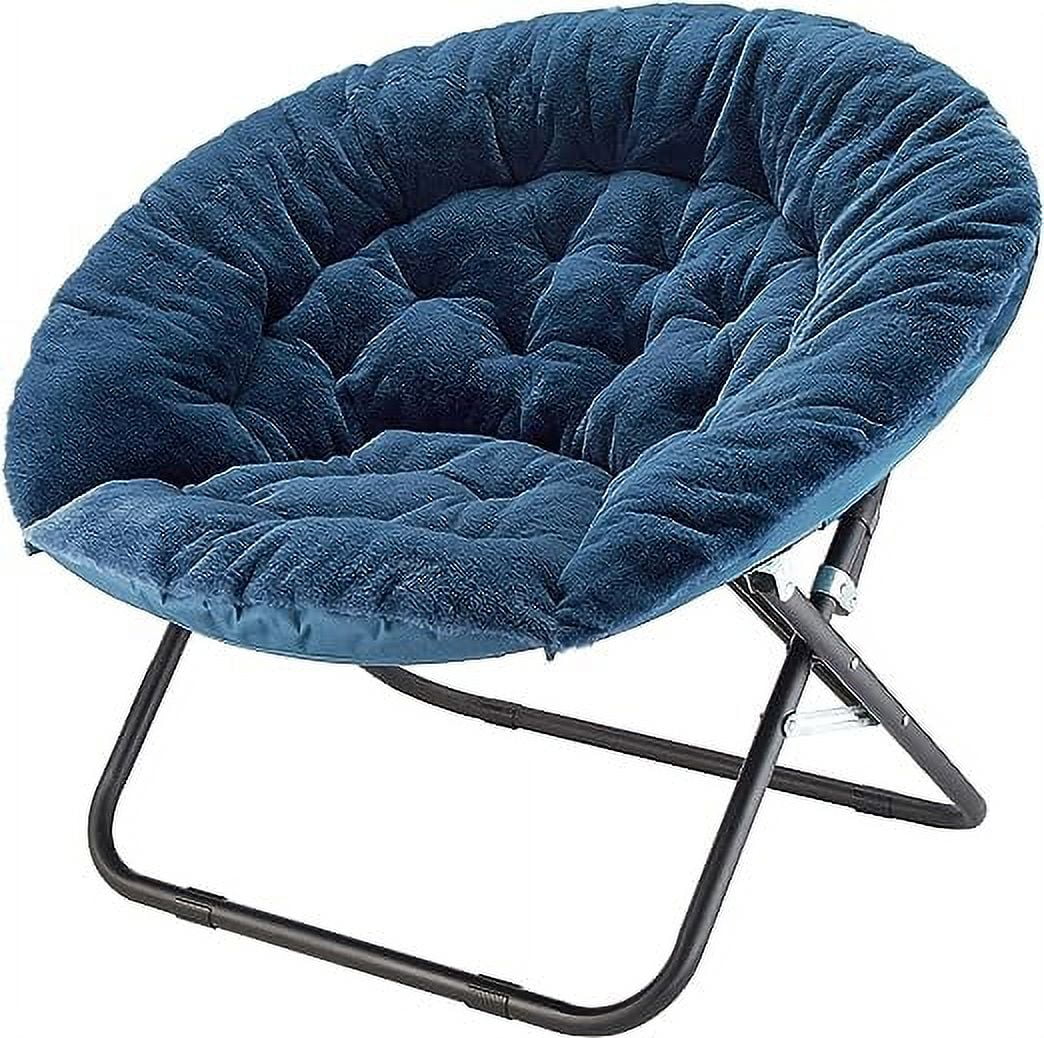 Grey Oversized Faux Rabbit Fur Saucer Chair-Aldronix