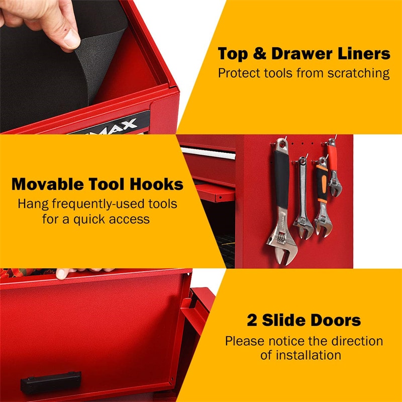 6-Drawer Rolling Tool Chest 3-in-1 Tool Storage Cabinet with Auto Locking System & Lockable Wheels-Aldronix