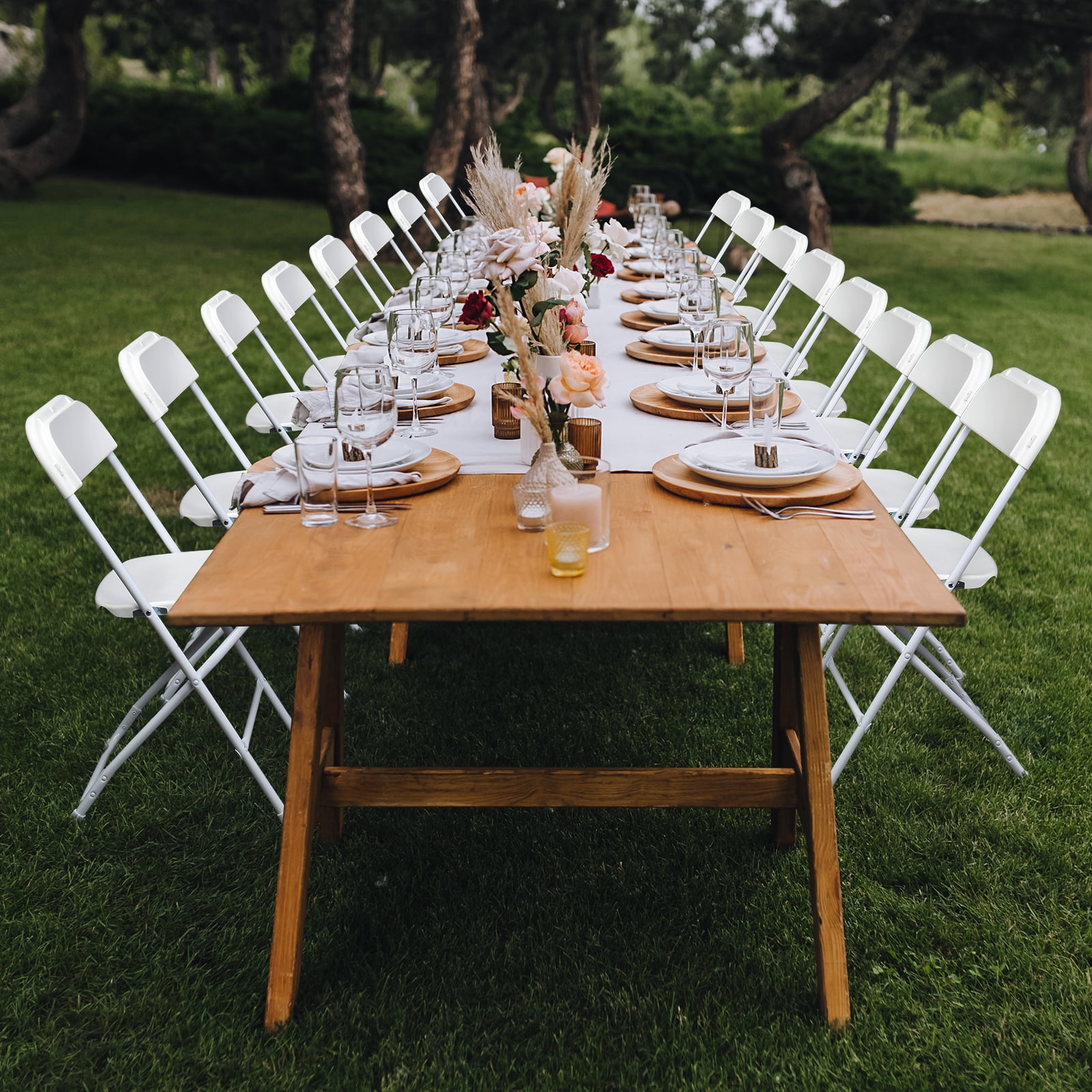 10 Pcs Folding Chairs for Wedding, Commercial Activities, White-Aldronix