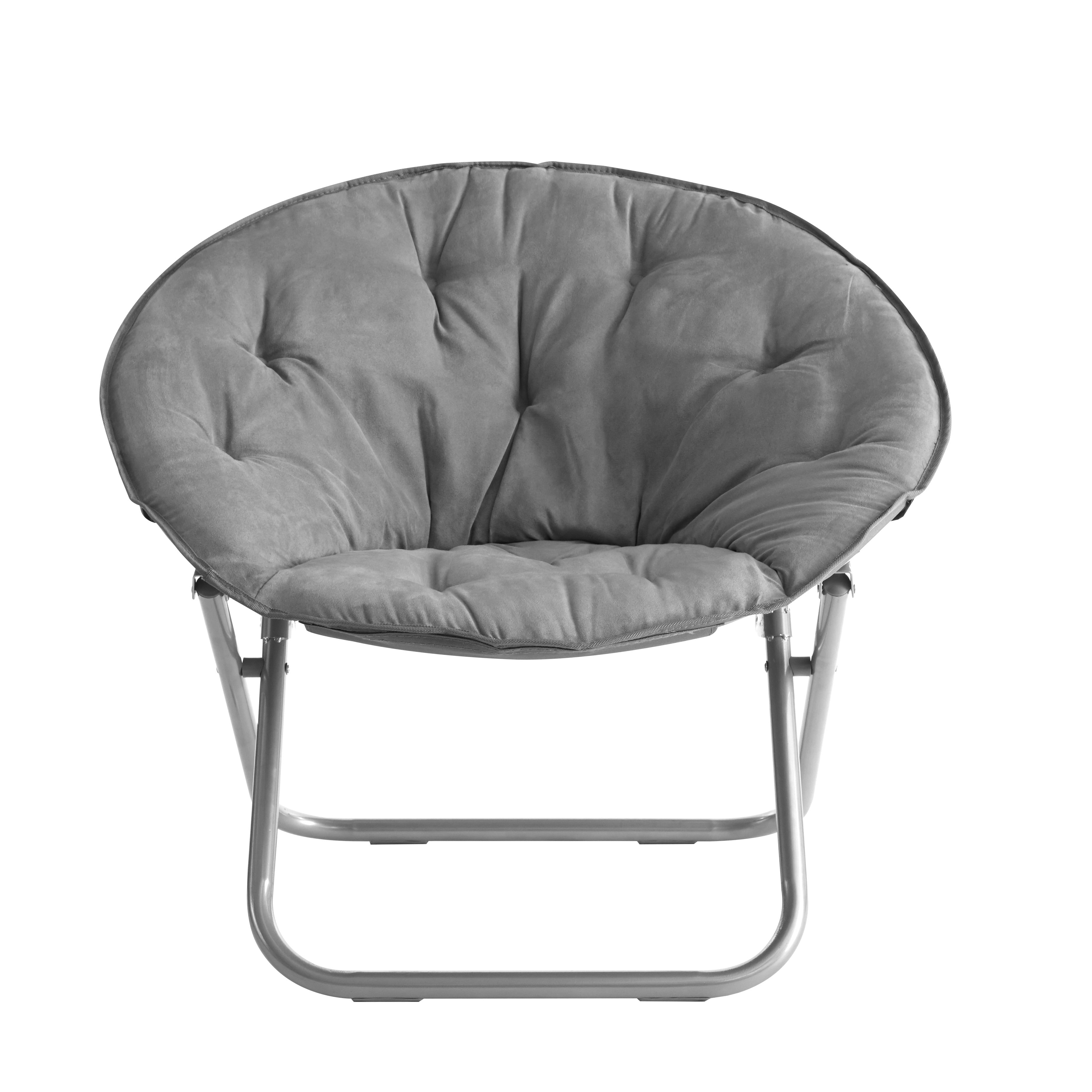 Large Super Soft Microsuede 30" Saucer Chair, Kids and Adults, White-Aldronix