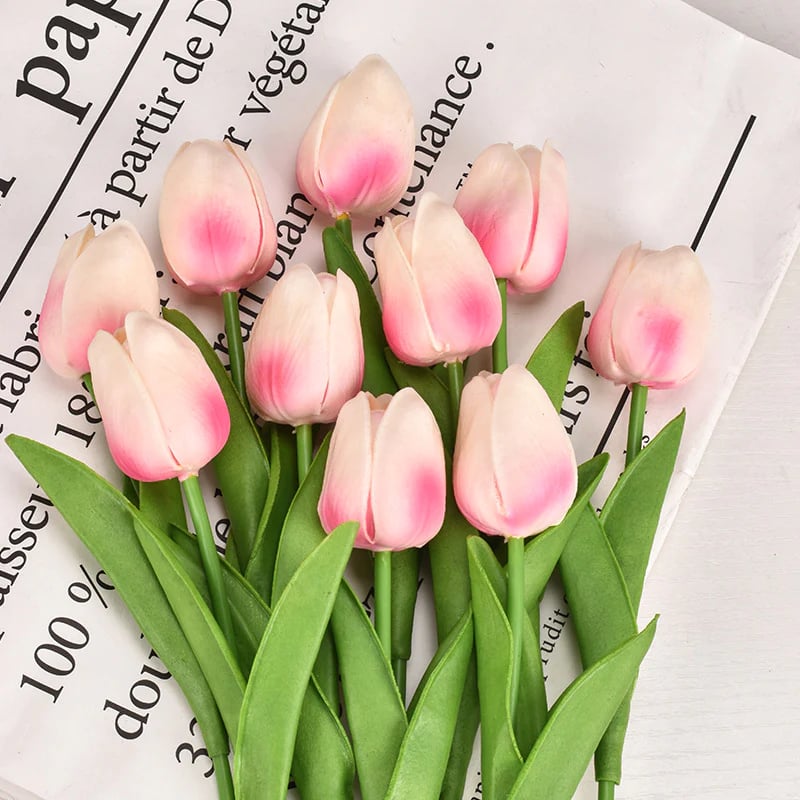 馃挀馃巵 Beautiful Artificial Real Touch Tulip Flower Stems (Bunch of 10)-Aldronix