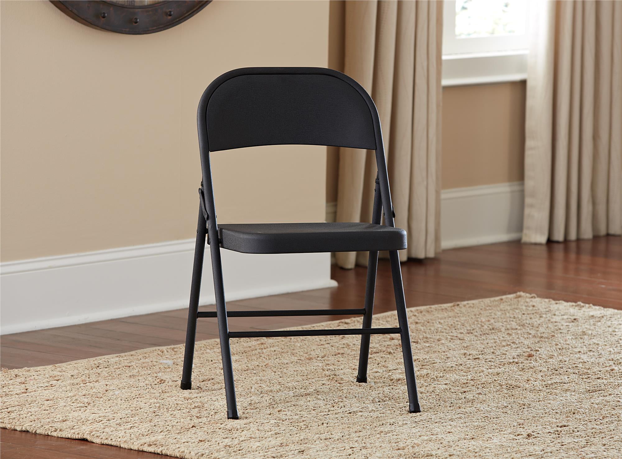 Steel Folding Chair (4 Pack), Black-Aldronix