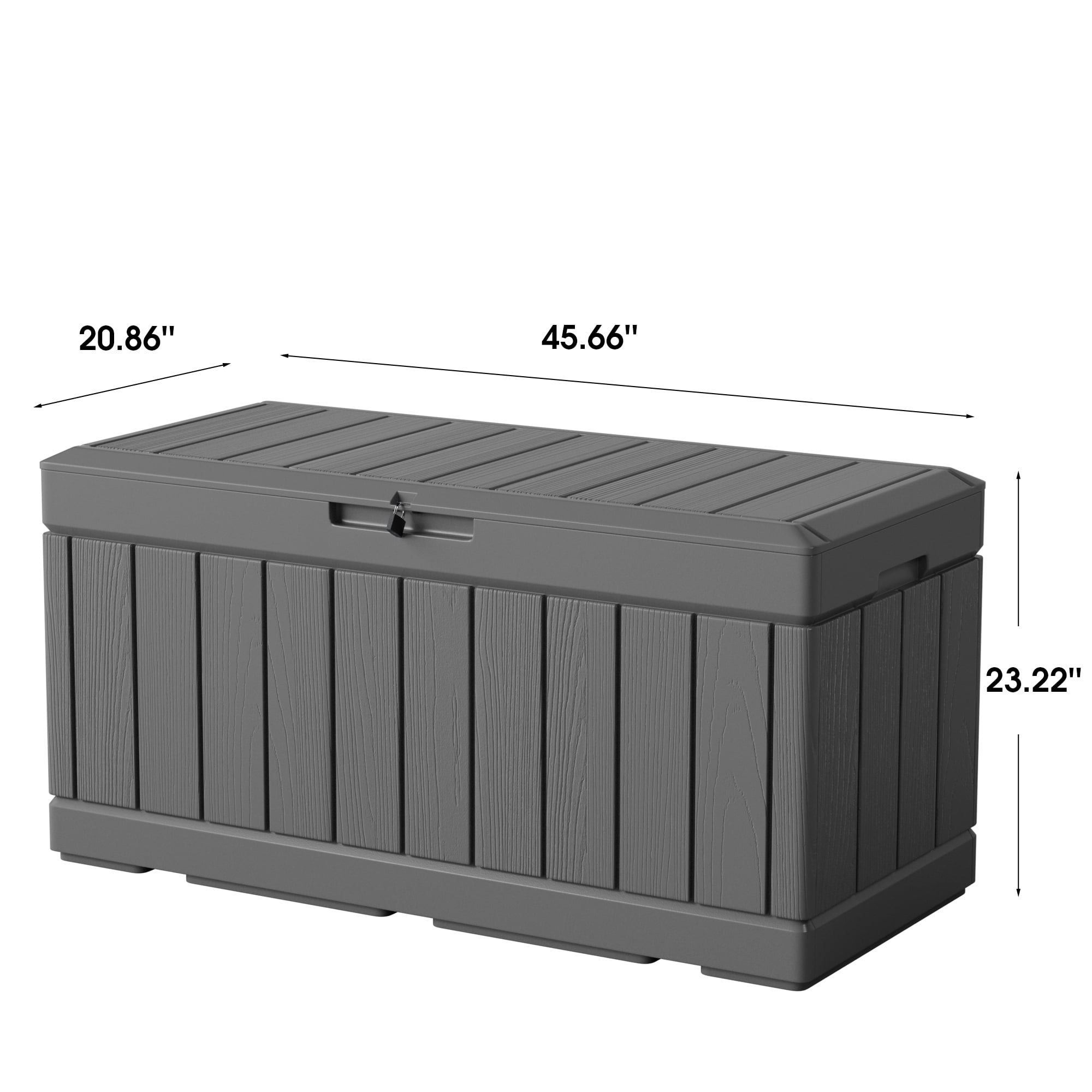 82 Gallon Outdoor Storage in Resin Deck Box 45.66in Width Lockable Deck Box, Black-Aldronix
