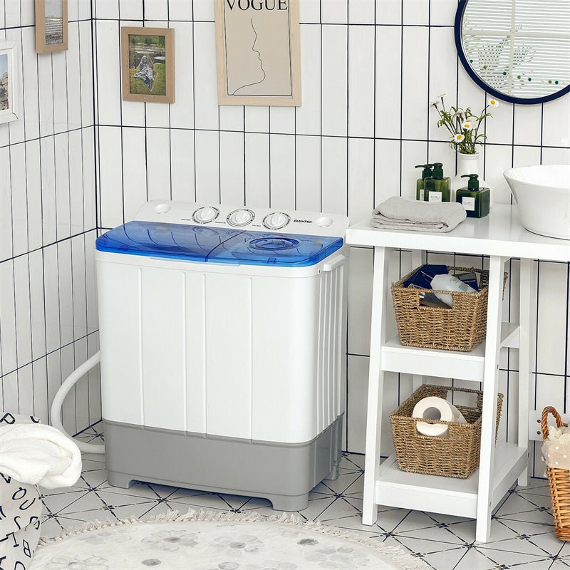22 lbs Portable Mini Twin Tub Washing Machine 2-in-1 Laundry Washer Dryer Combo-Aldronix