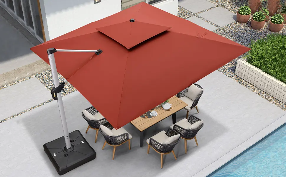 Solar Powered LED Cantilever Patio Umbrella-Aldronix