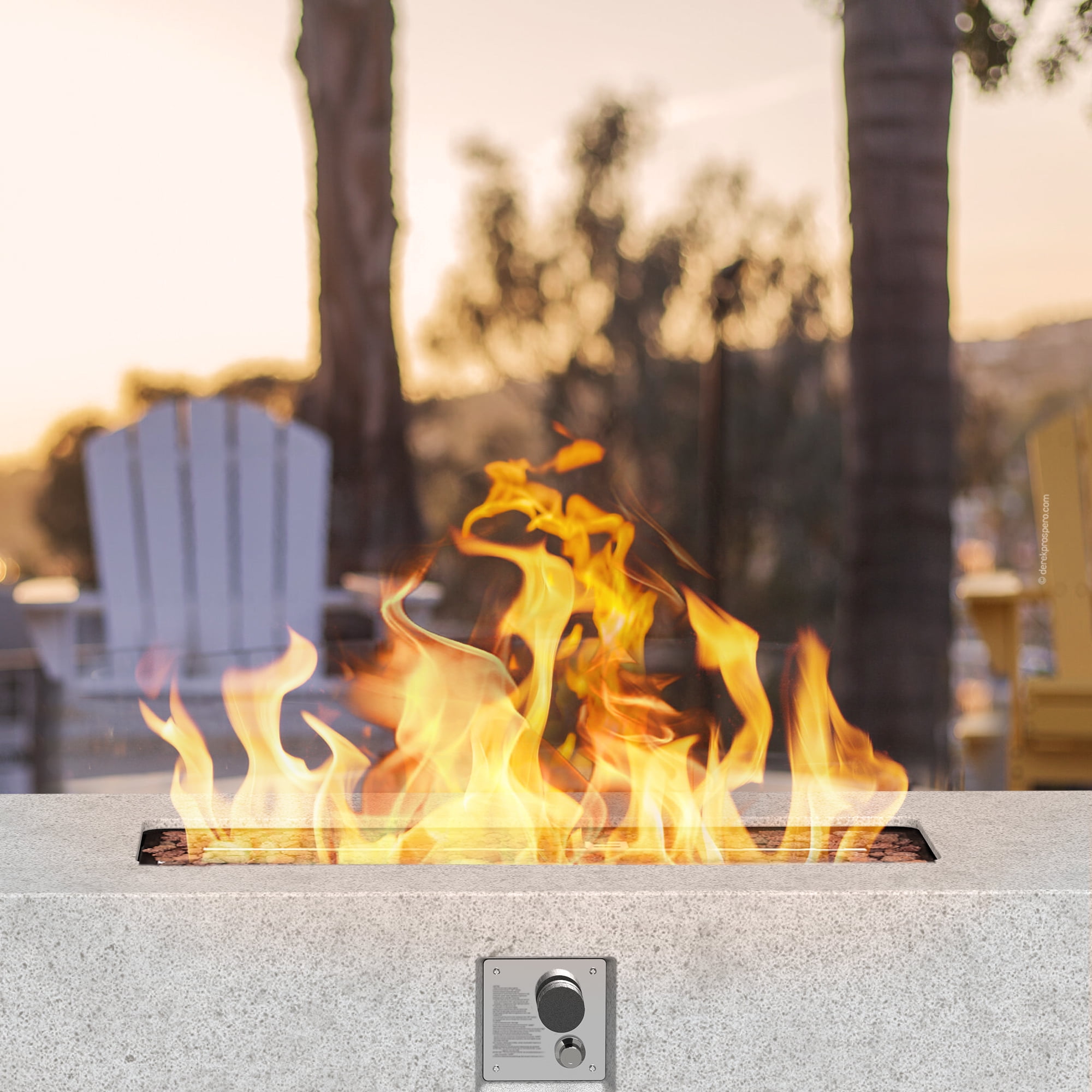 56 inch Concrete Propane Fire Pit Table, 50,000 BTU Outdoor Firepit Rectangular Table with Propane Tank Metal Stand, Fire Glass Beads and Waterproof Cover, White-Aldronix