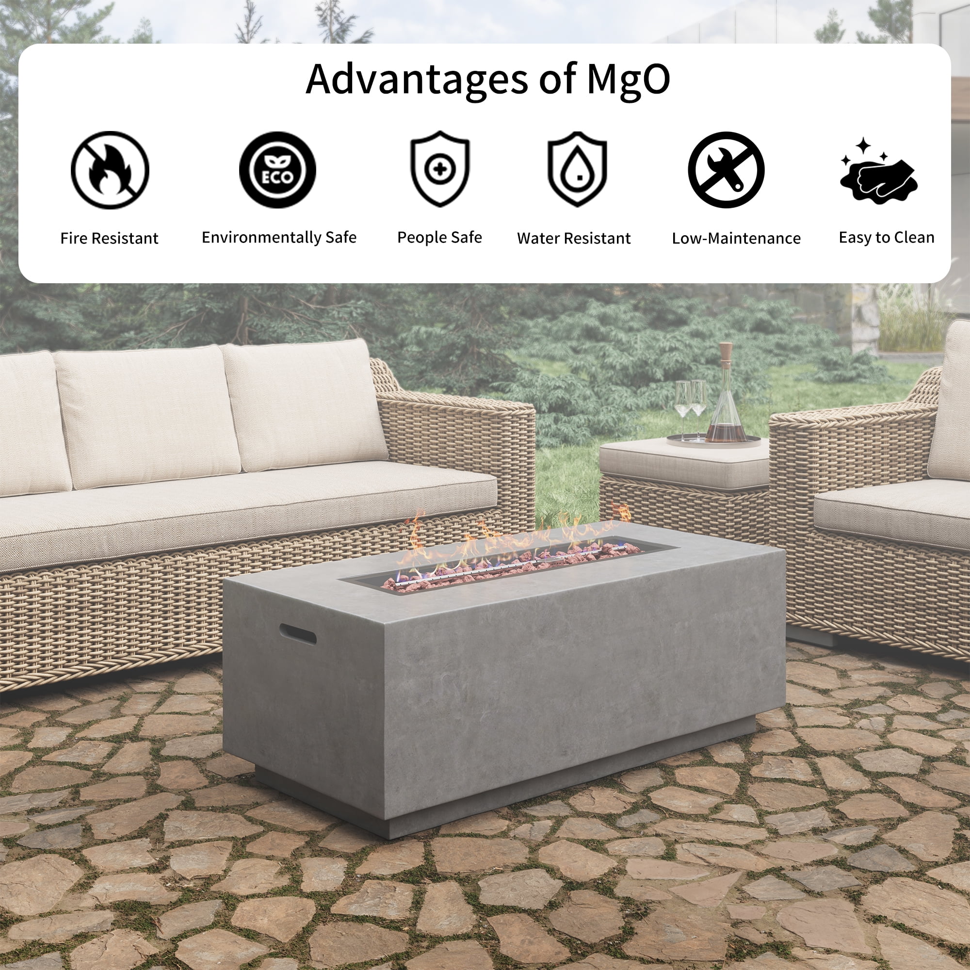 36" Propane Fire Pit 40,000 BTU Outdoor Round Fire Pits with Cover and Pulse Ignition, Outdoor Heating for Patio Garden Backyard,White-Aldronix