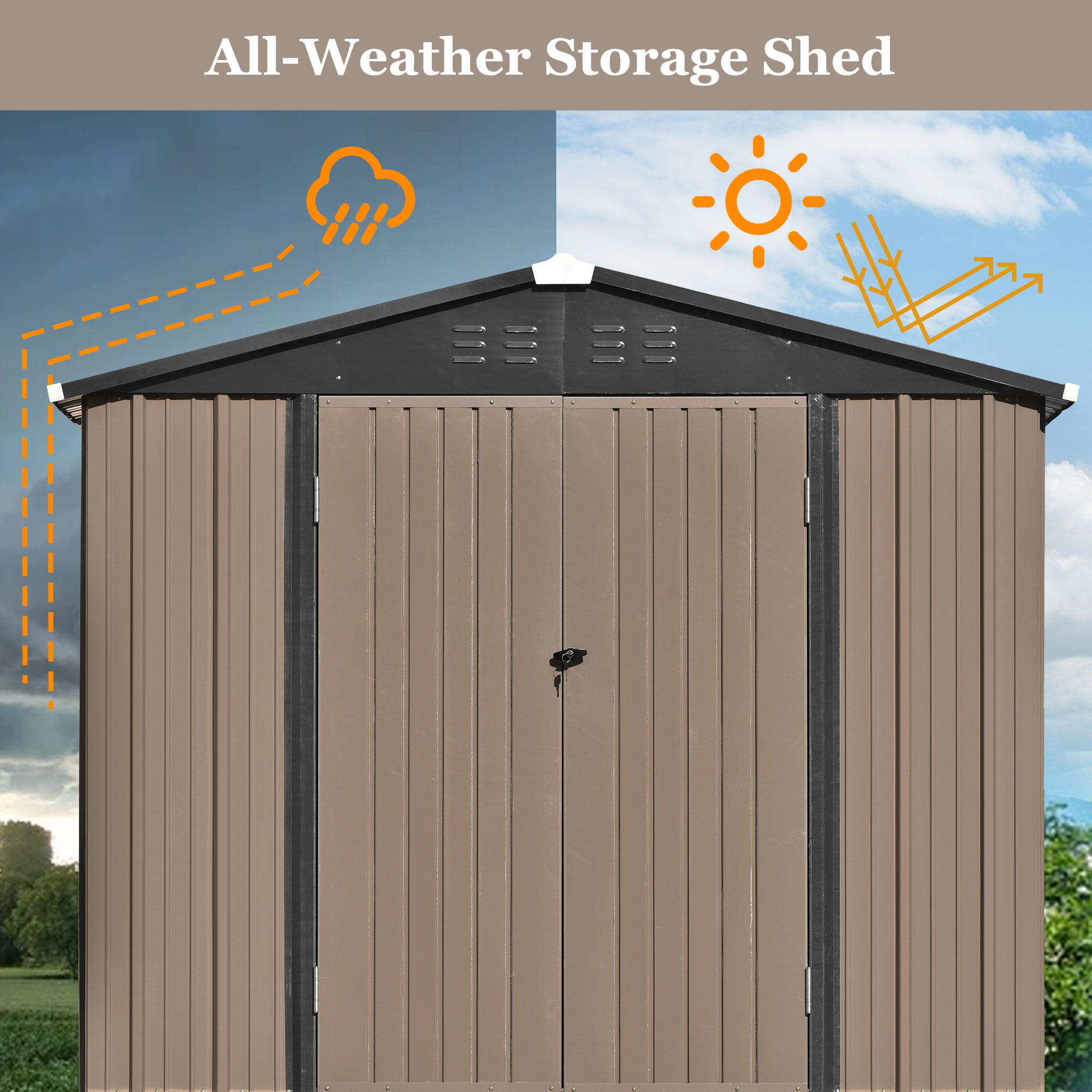 6' x 4' Outdoor Metal Storage Shed, Tools Storage Shed-Aldronix