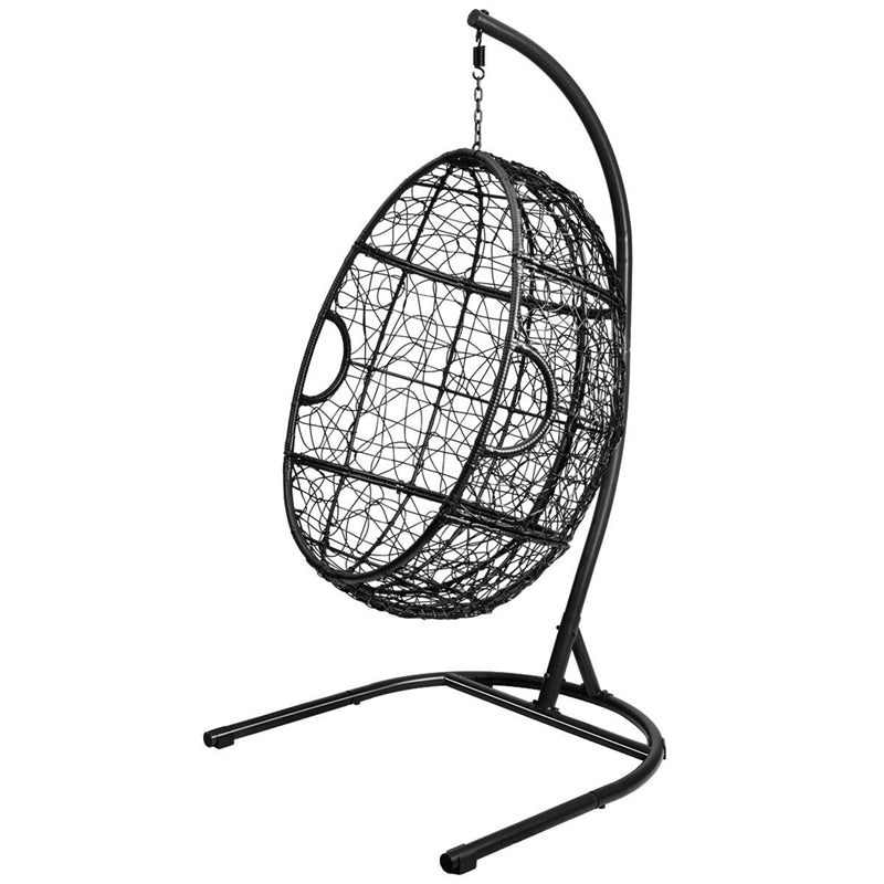 Outdoor Hanging Egg Chair Swing Hammock Chair Set with Stand & Cushion-Aldronix