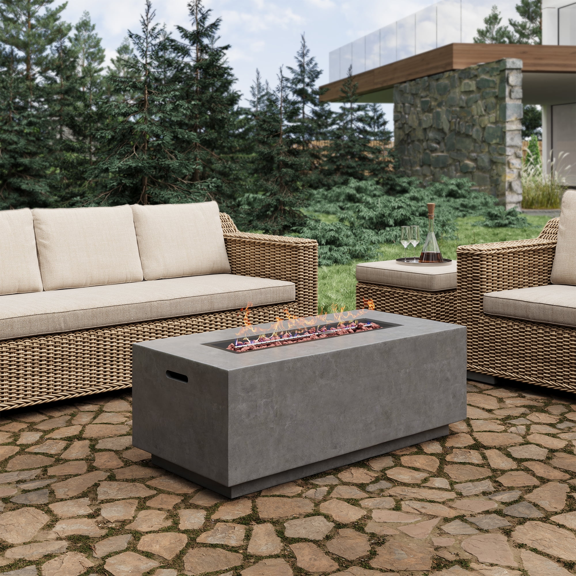 36" Propane Fire Pit 40,000 BTU Outdoor Round Fire Pits with Cover and Pulse Ignition, Outdoor Heating for Patio Garden Backyard,White-Aldronix