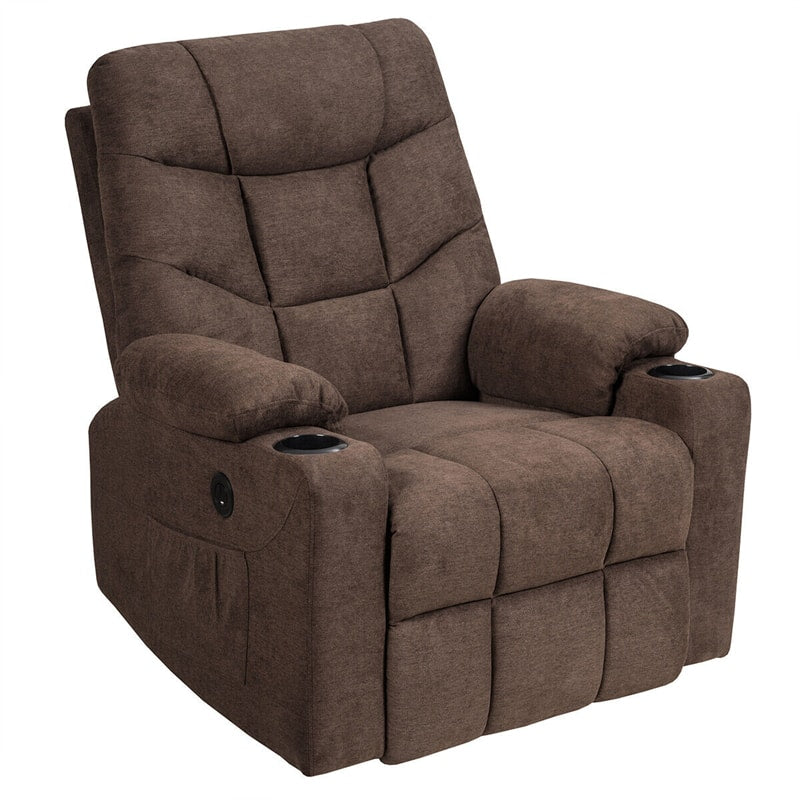Power Lift Recliner Chair Fabric Electric Massage Reclining Sofa Elderly Lift Chair with 8 Point Massage Lumbar Heat USB Charge Port-Aldronix