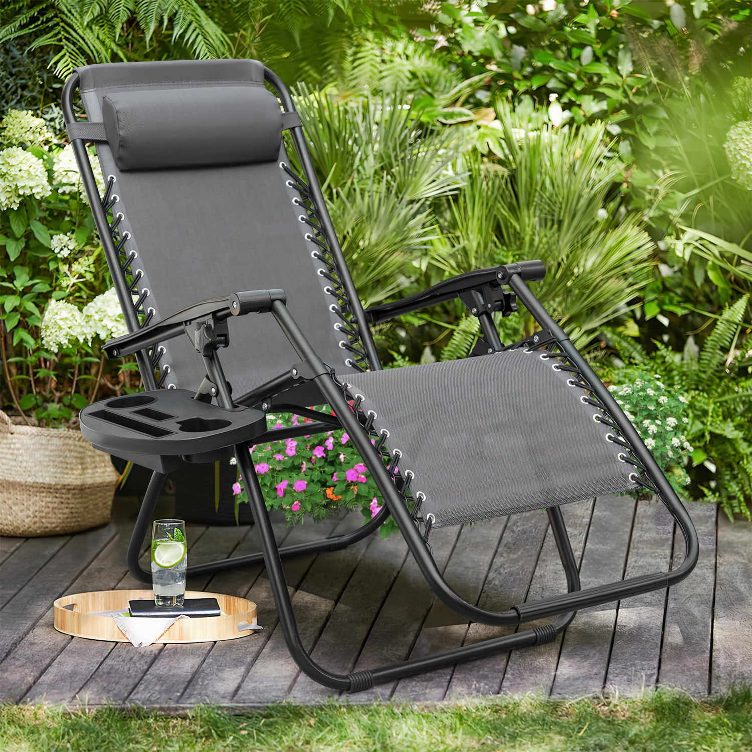 Patio Zero Gravity Chair Outdoor Adjustable Recline Chair seating capacity 2, Light Red-Aldronix