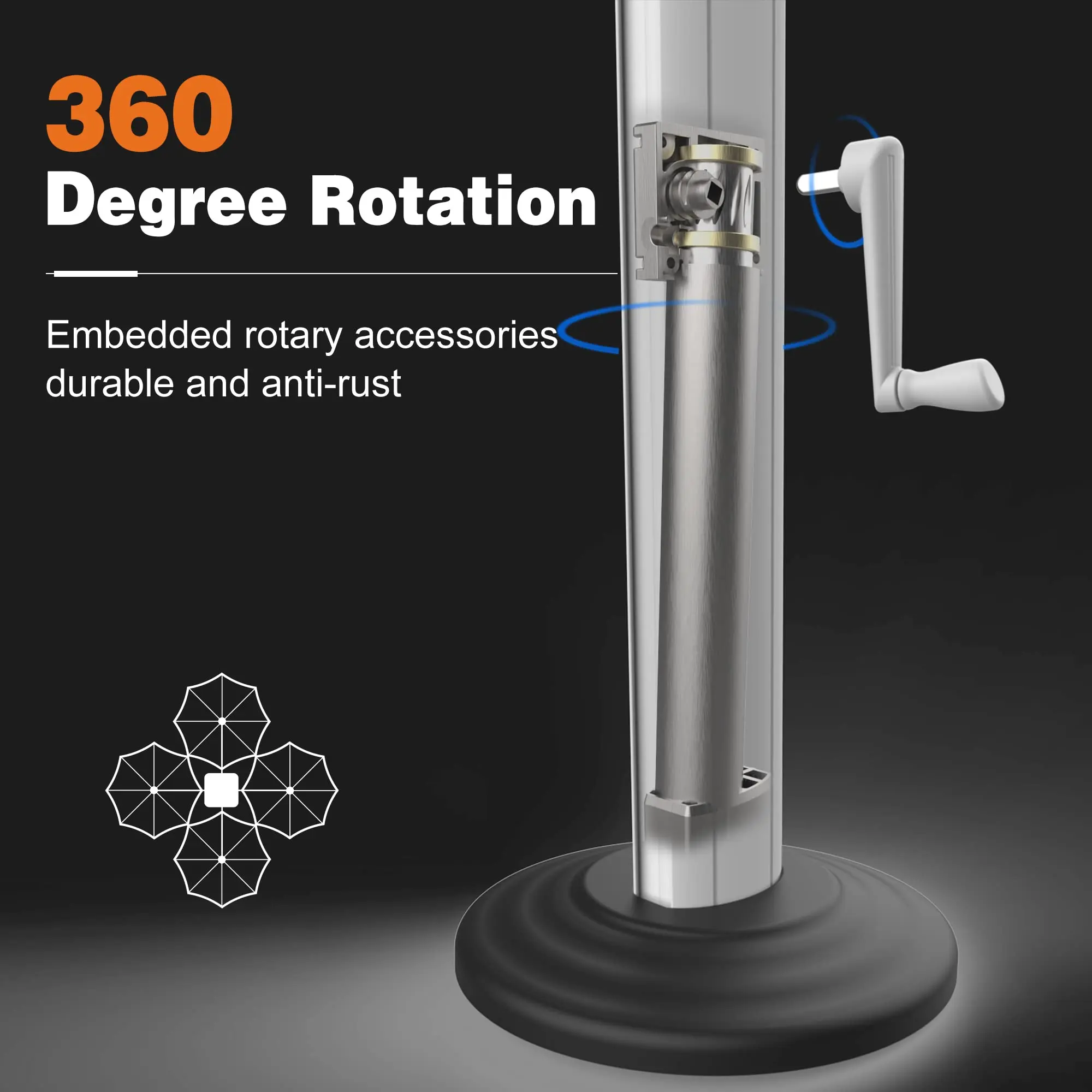 Solar Powered LED Cantilever Patio Umbrella-Aldronix