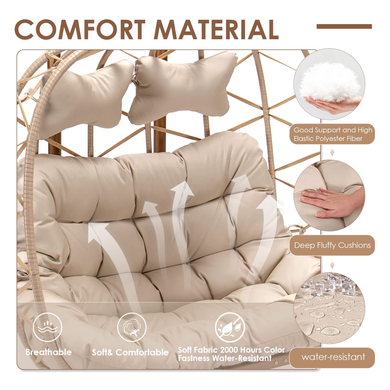 Swing Egg Chair Hanging Chair With Stand Grey Color 350 lbs Maximum Weight Foldable-Aldronix