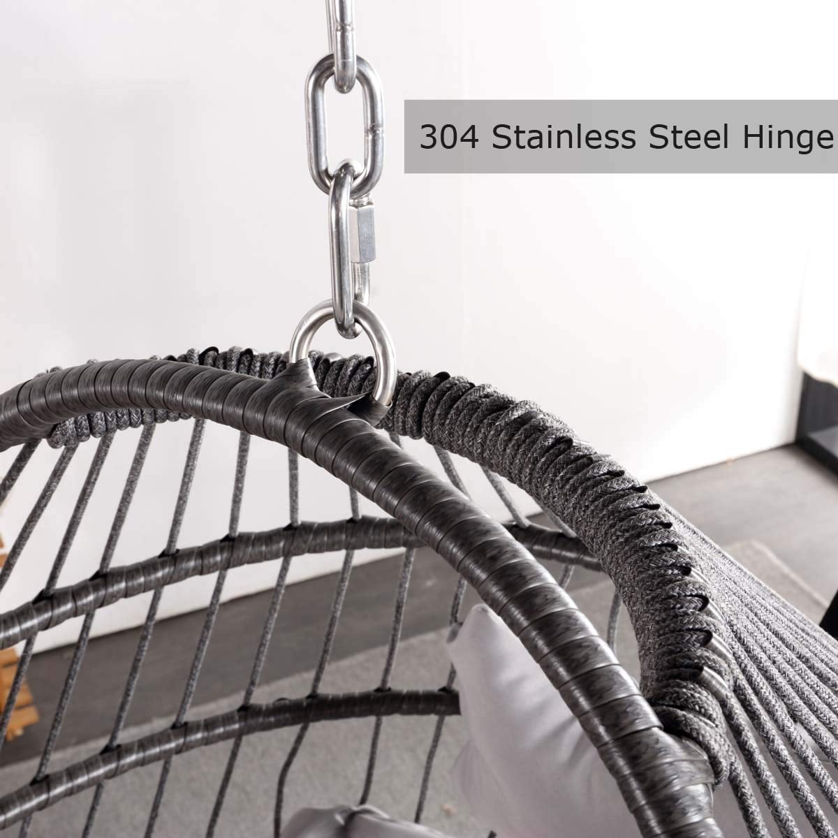 Swing Egg Chair Hanging Chair With Stand Grey Color 350 lbs Maximum Weight Foldable-Aldronix