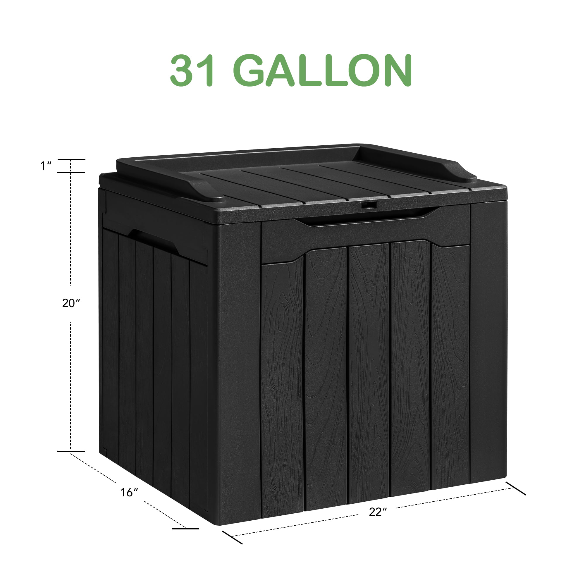 31 Gallon Outdoor Deck Box In Resin with Seat, Light Coffee-Aldronix