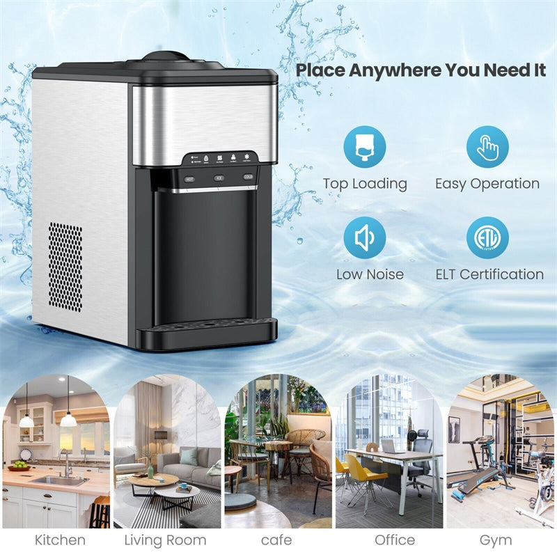 3-in-1 Water Cooler Dispenser with Ice Maker & Child Safety Lock for Home-Aldronix