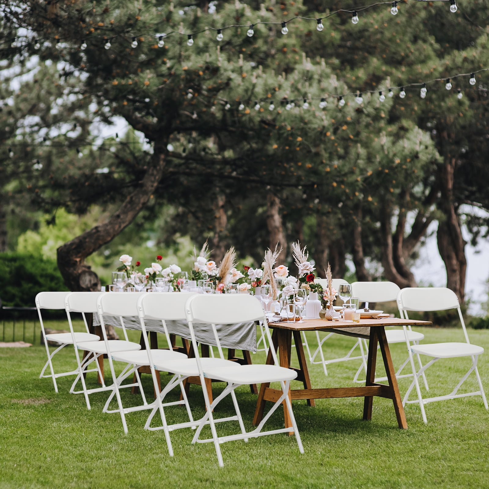 10 Pcs Folding Chairs for Wedding, Commercial Activities, White-Aldronix