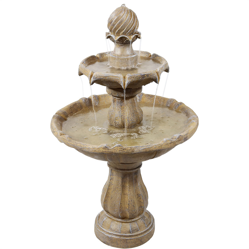 2-Tier Solar-Powered Outdoor Water Fountain with Battery Backup-Aldronix
