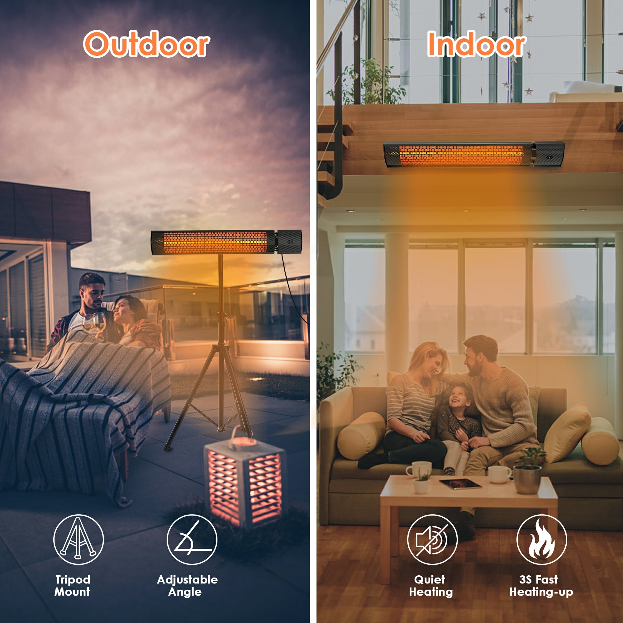 Outdoor Heaters for Patio, Nertpow Infrared Electric Patio Heater for Indoor/Outdoor Use with Tripod&Remote Control, 1500W Space Heater IPX5, Wall-Mounted For Garage Backyard-Aldronix