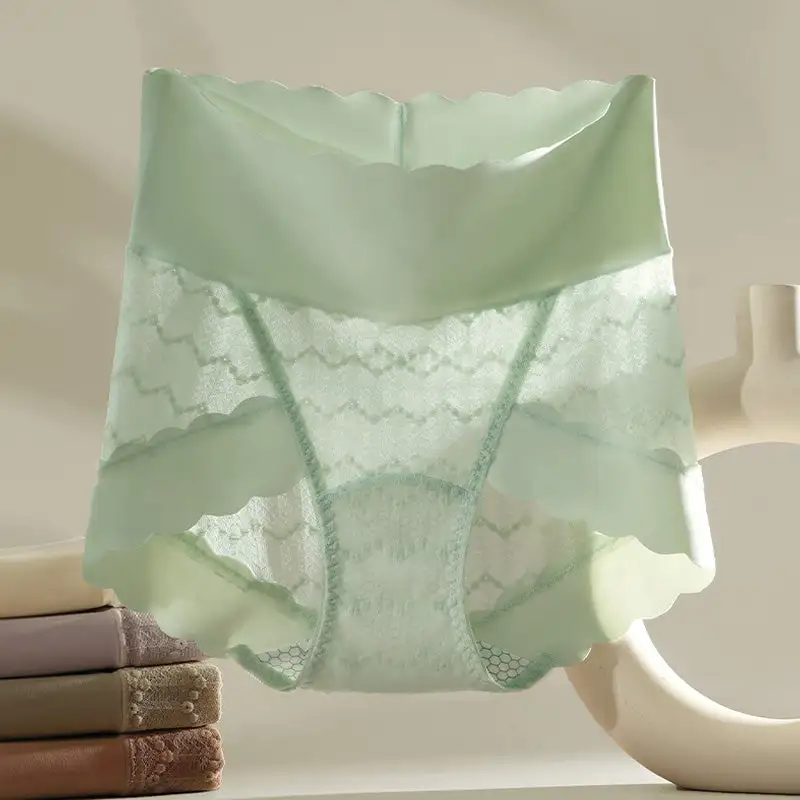 Breathable Seamless High-Waist Lace Panties-Aldronix