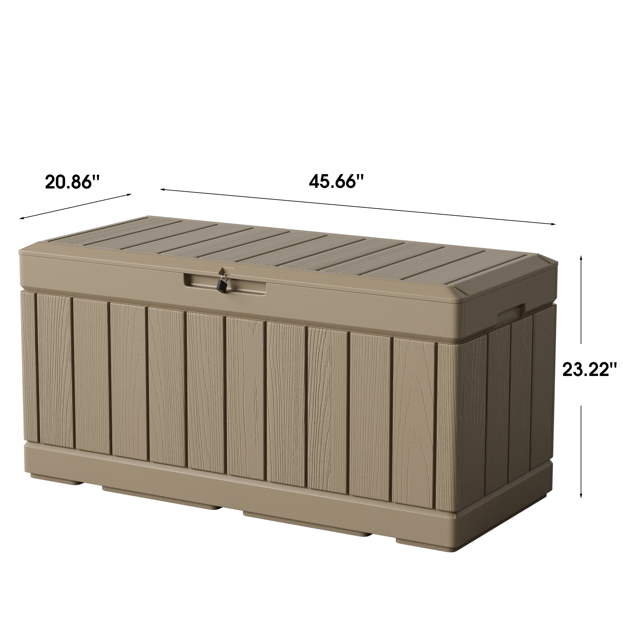 82 Gallon Outdoor Storage in Resin Deck Box 45.66in Width Lockable Deck Box, Black-Aldronix