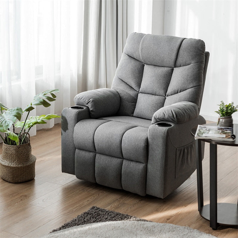 Power Lift Recliner Chair Fabric Electric Massage Reclining Sofa Elderly Lift Chair with 8 Point Massage Lumbar Heat USB Charge Port-Aldronix
