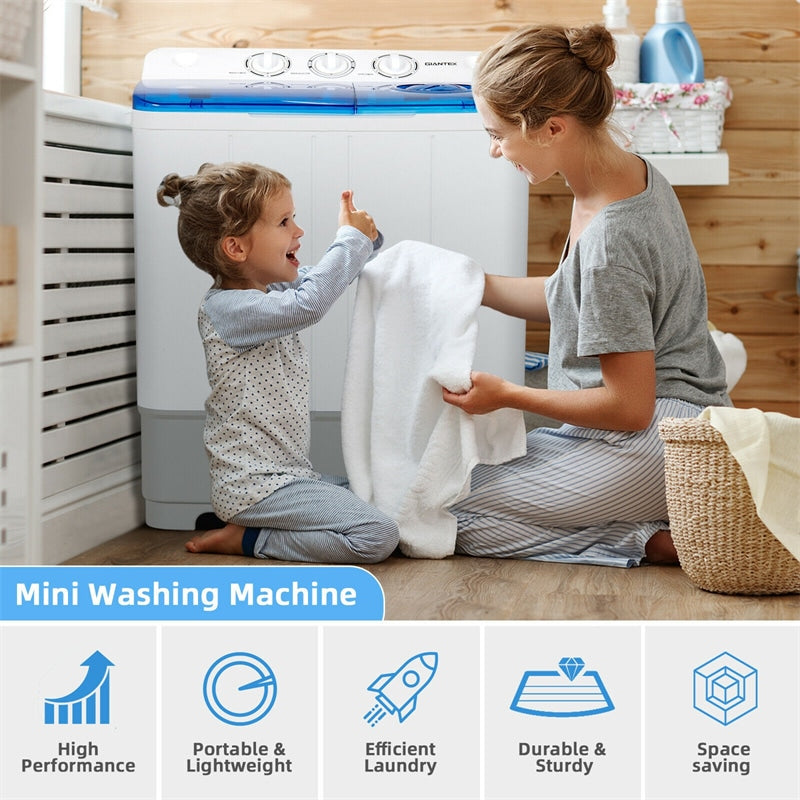 22 lbs Portable Mini Twin Tub Washing Machine 2-in-1 Laundry Washer Dryer Combo-Aldronix