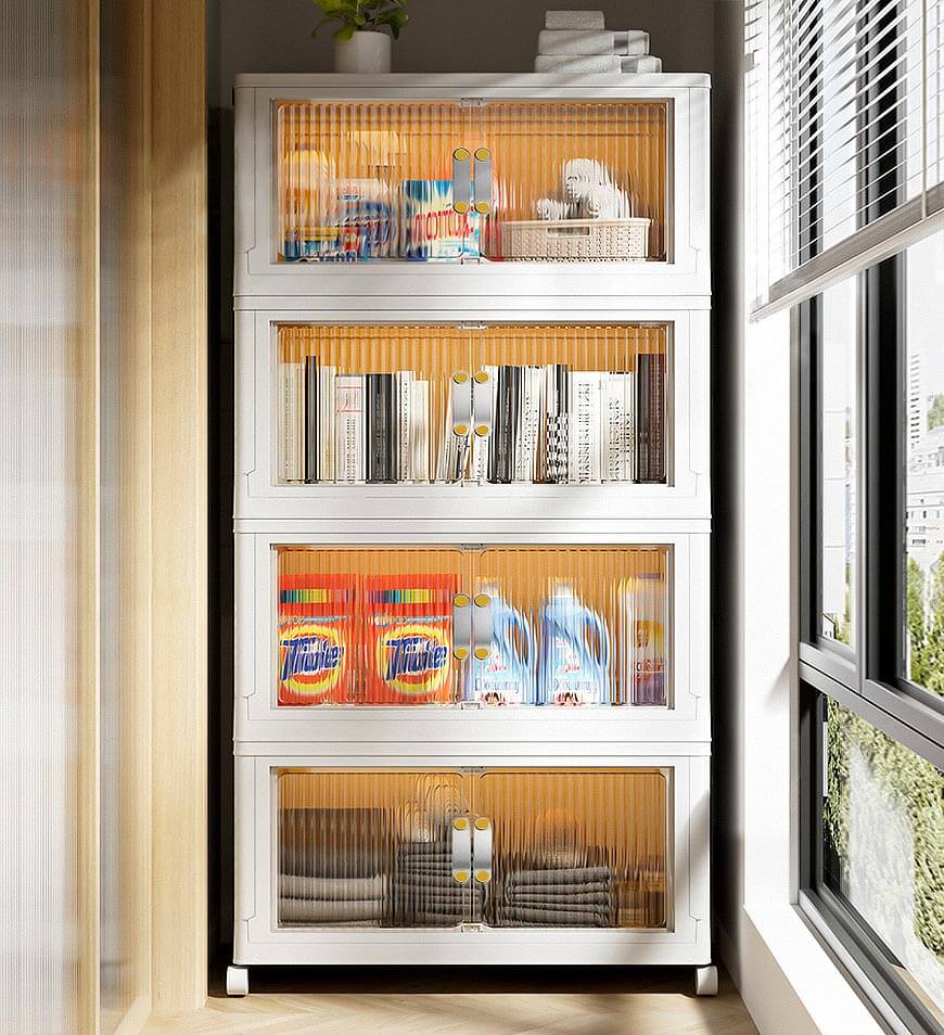 Clearance Offer  Stackable Storage Bins with Lids and Doors-Aldronix