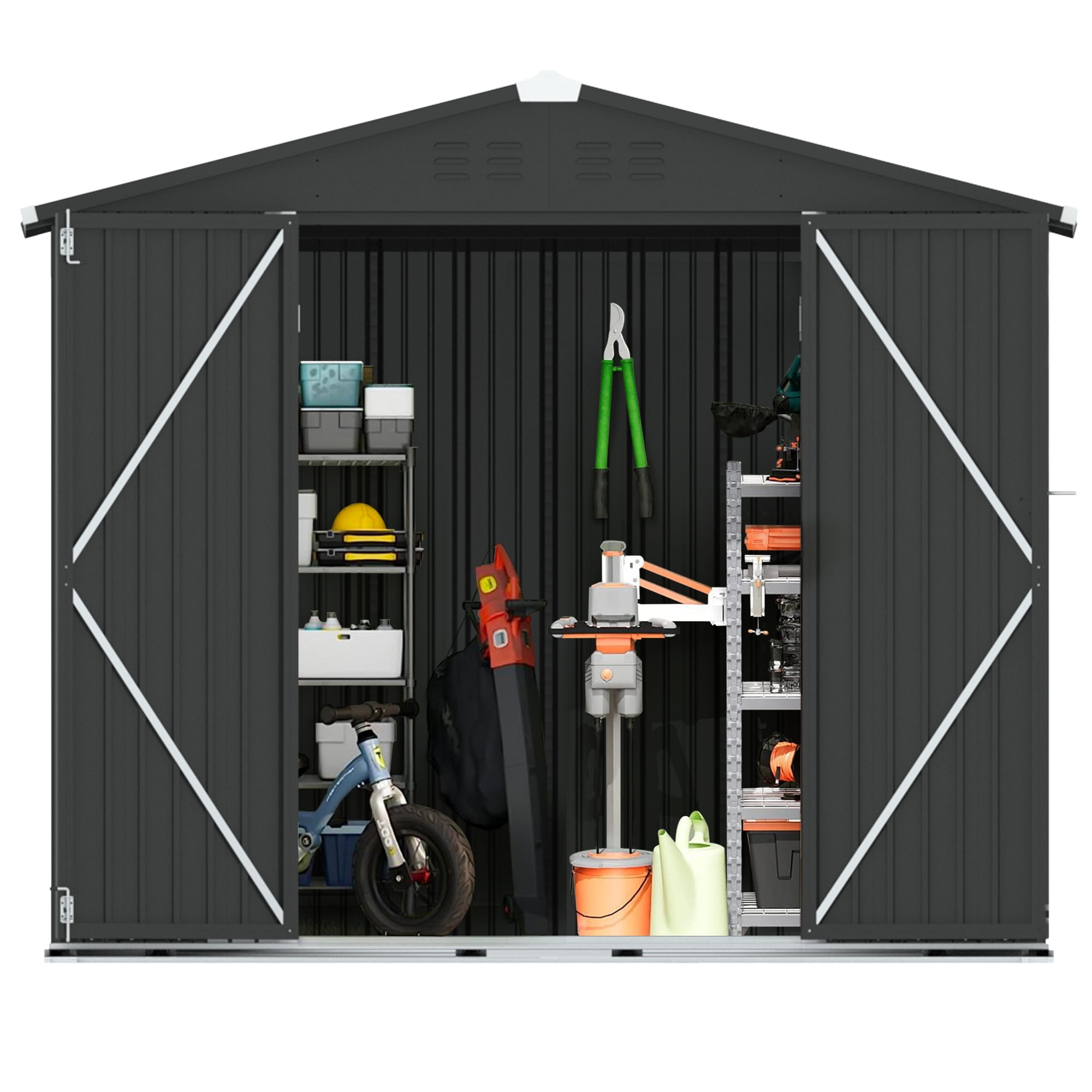 6' x 4' Outdoor Metal Storage Shed, Tools Storage Shed-Aldronix