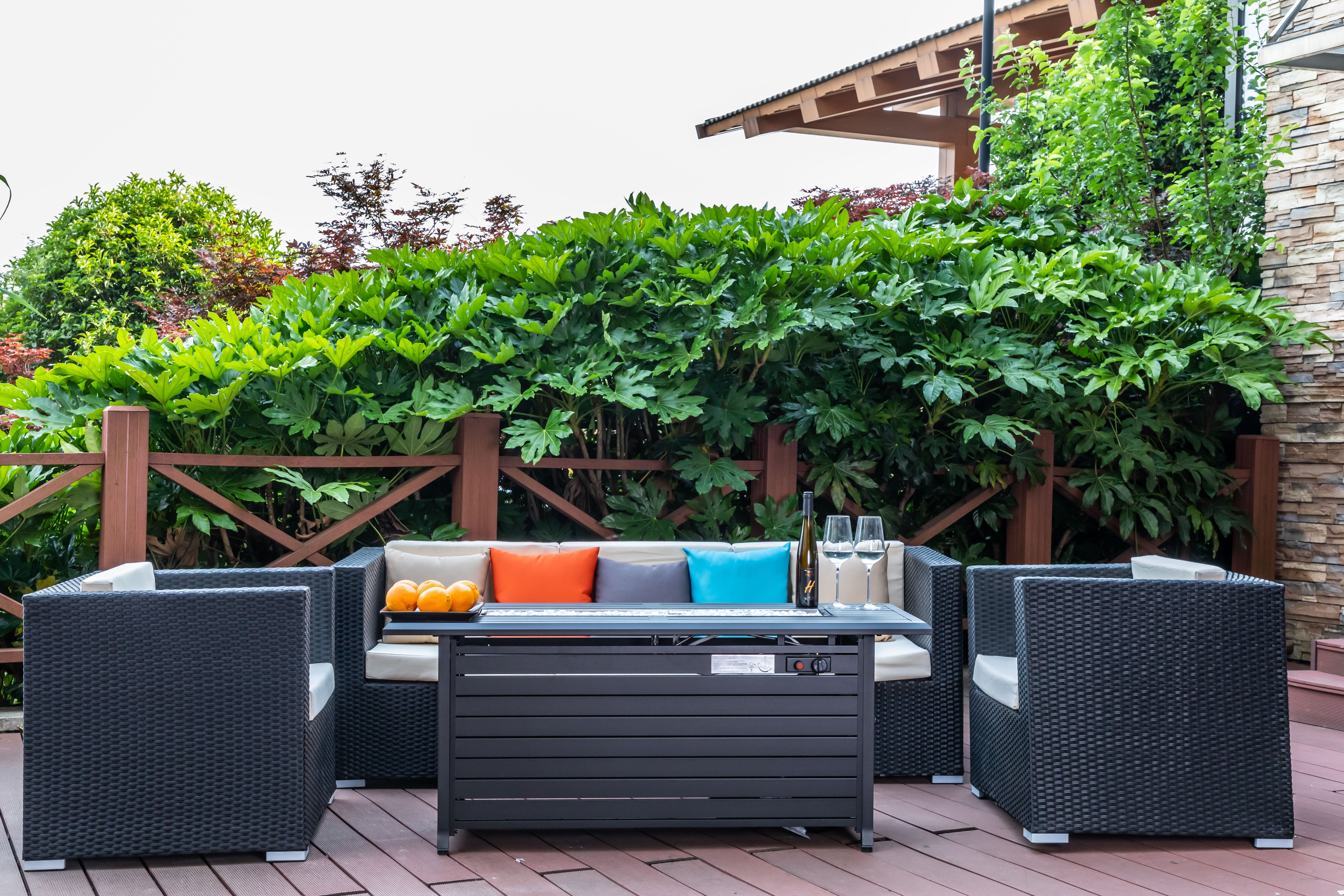 57" x 21" 50000 BTU Propane Gas Dark Bronze Finish Stainless Steel and Aluminum Fire Pit Table-Aldronix