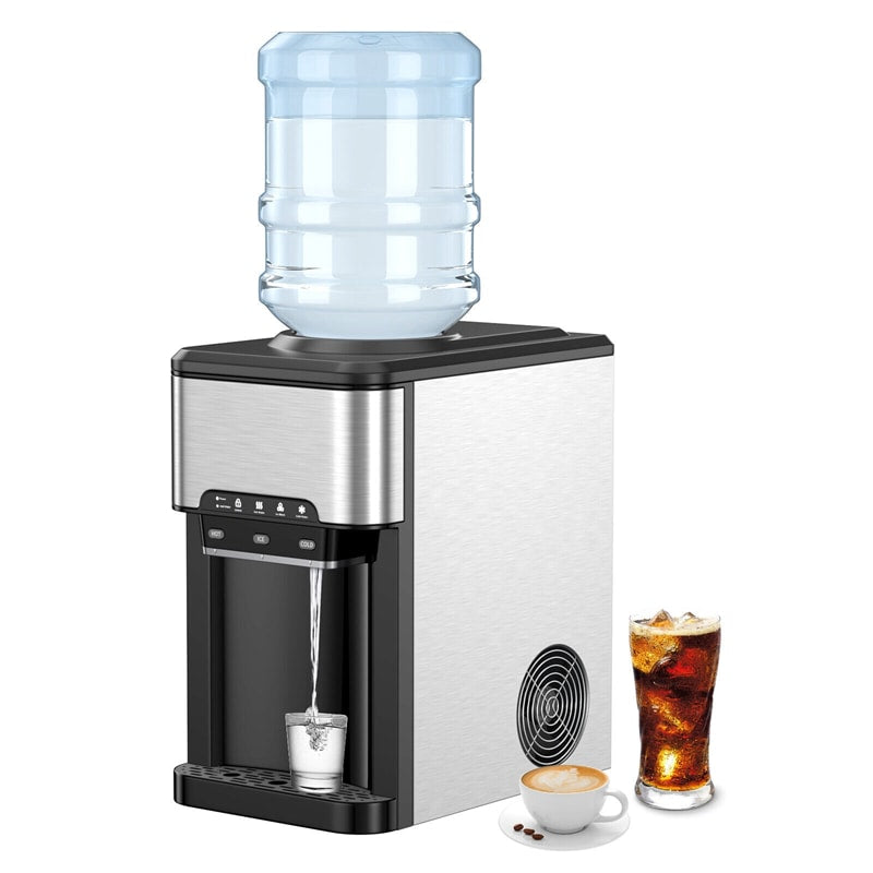 3-in-1 Water Cooler Dispenser with Ice Maker & Child Safety Lock for Home-Aldronix