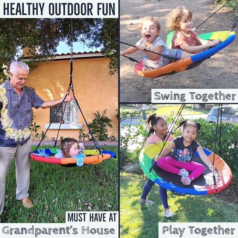40 Inch Saucer Tree Swing Outdoor Play for Kids-Aldronix