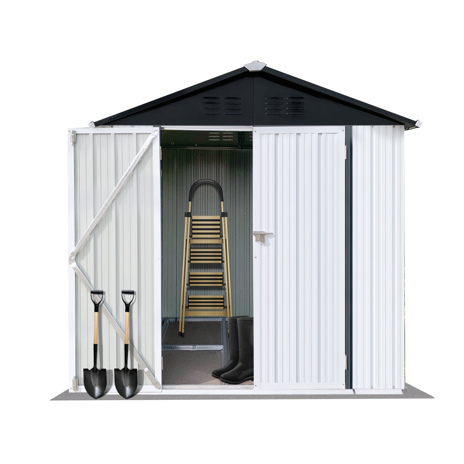 6' x 4' Outdoor Metal Storage Shed, Tools Storage Shed-Aldronix