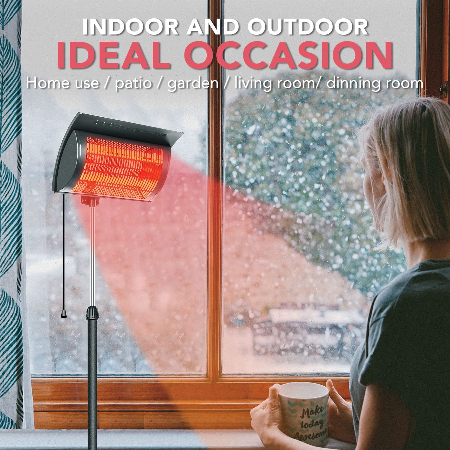 Patio Outdoor Heater for Balcony, Courtyard,with Overheat Protection-Aldronix