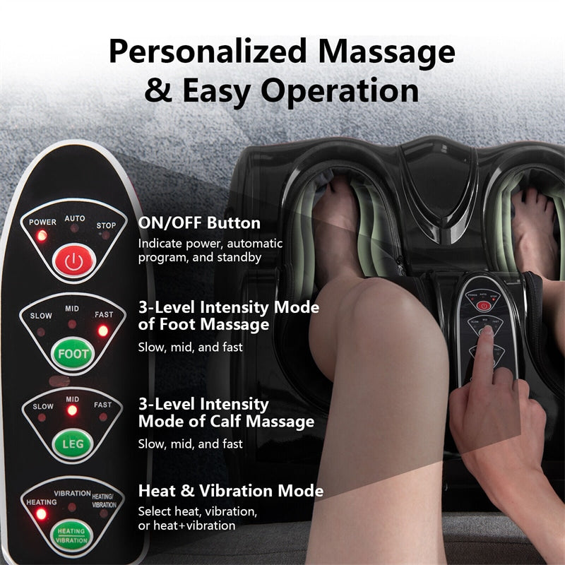 Shiatsu Electric Foot Massager Heat Vibration Deep Kneading Foot Calf Massager-Aldronix