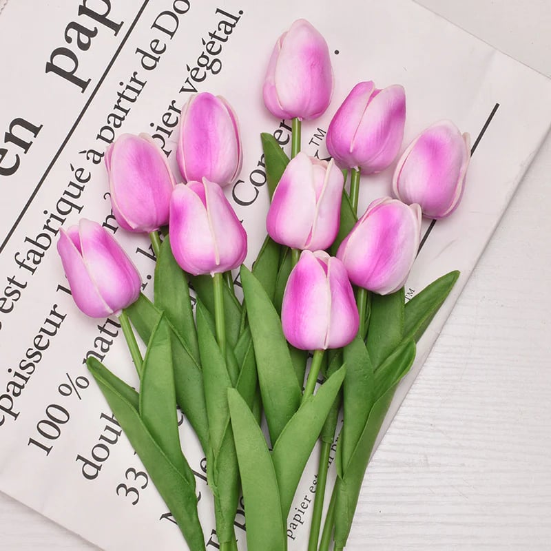 馃挀馃巵 Beautiful Artificial Real Touch Tulip Flower Stems (Bunch of 10)-Aldronix