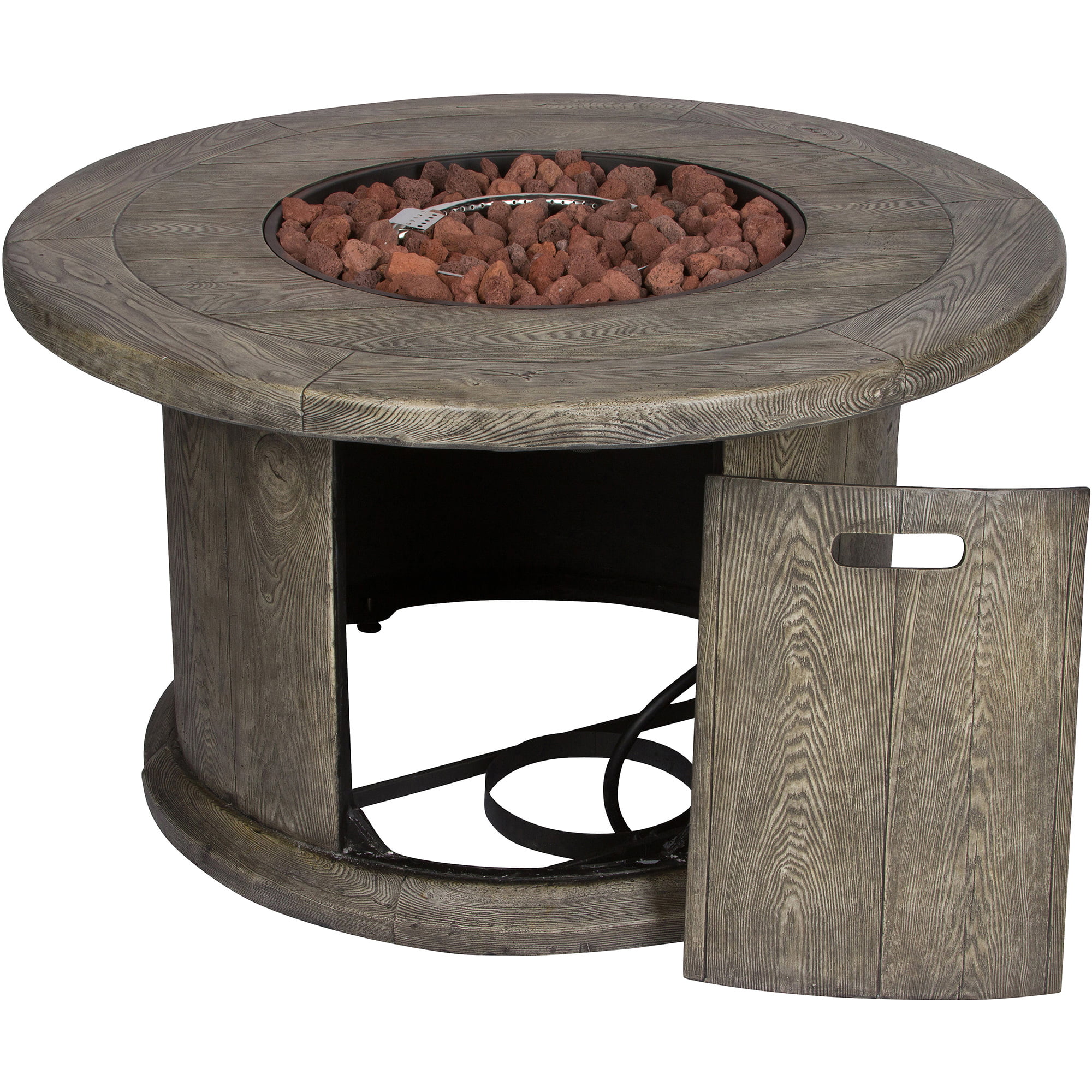 35 in. Round Outdoor Fire Pit Table - Stone-Aldronix