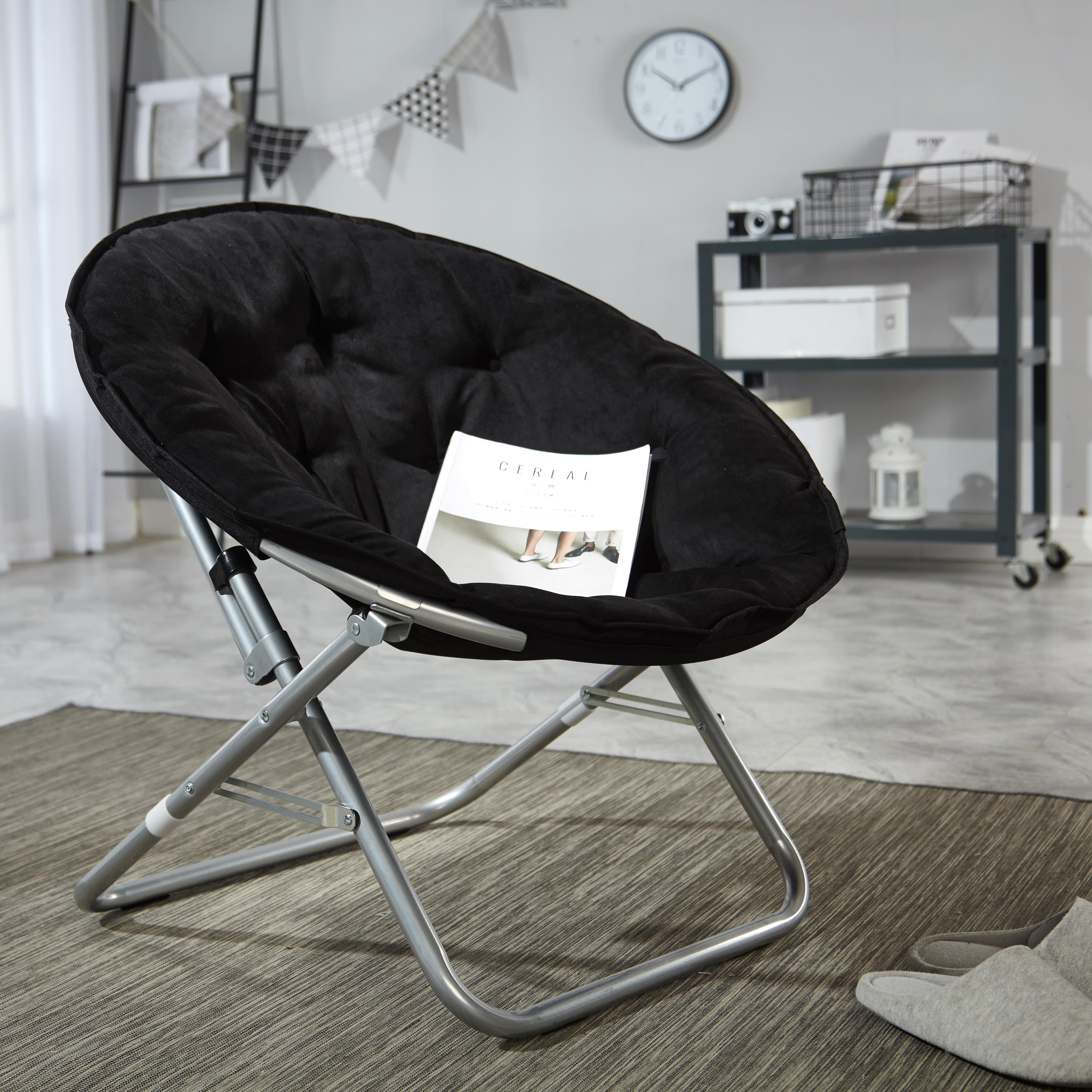 Large Super Soft Microsuede 30" Saucer Chair, Kids and Adults, White-Aldronix
