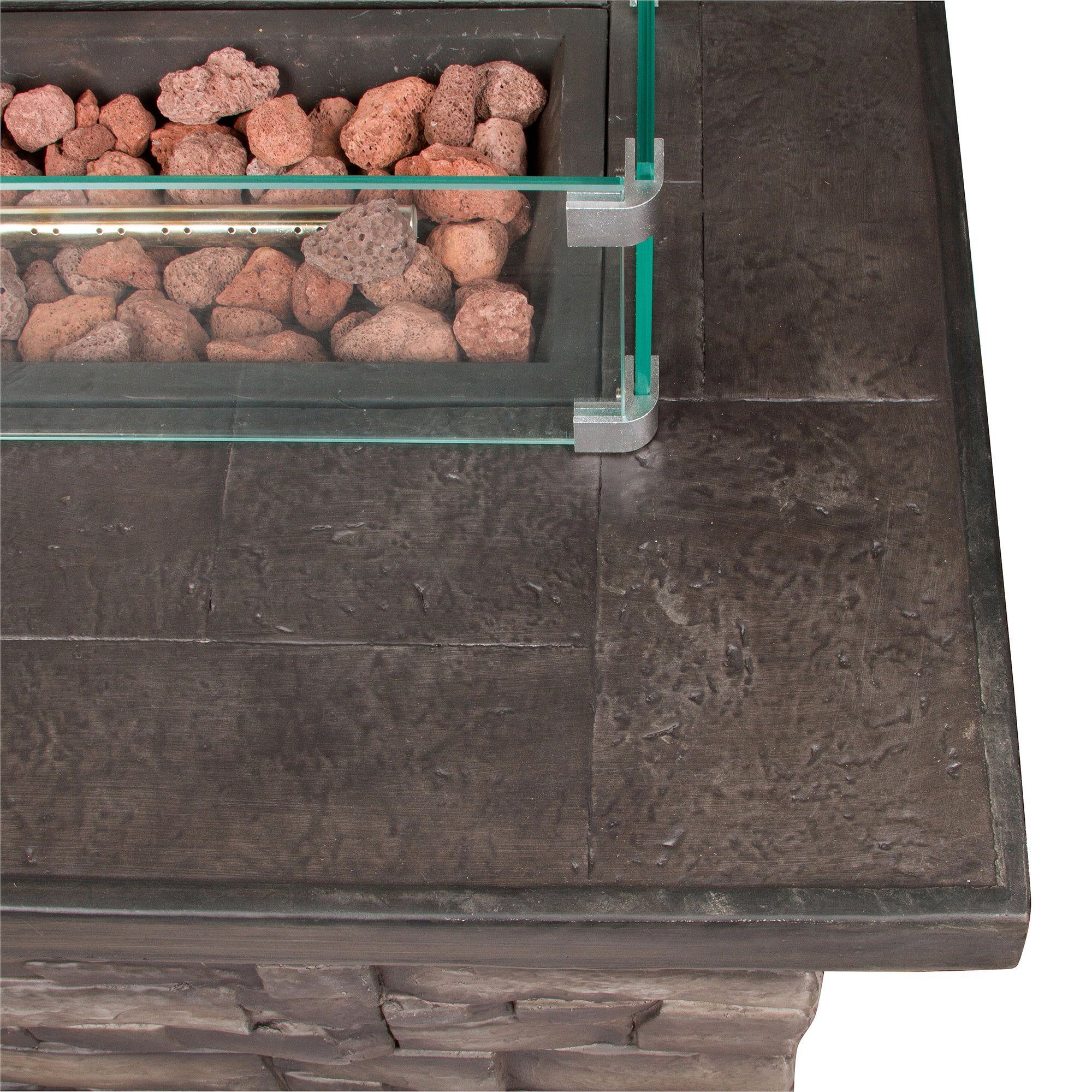 35 in. Round Outdoor Fire Pit Table - Stone-Aldronix