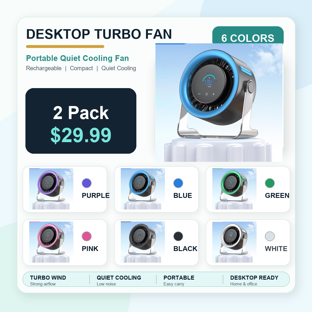 Desktop Fan Turbo Table Fan with 100-Speed Digital Display