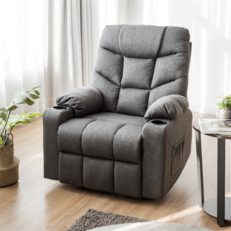 Power Lift Recliner Chair Fabric Electric Massage Reclining Sofa Elderly Lift Chair with 8 Point Massage Lumbar Heat USB Charge Port-Aldronix