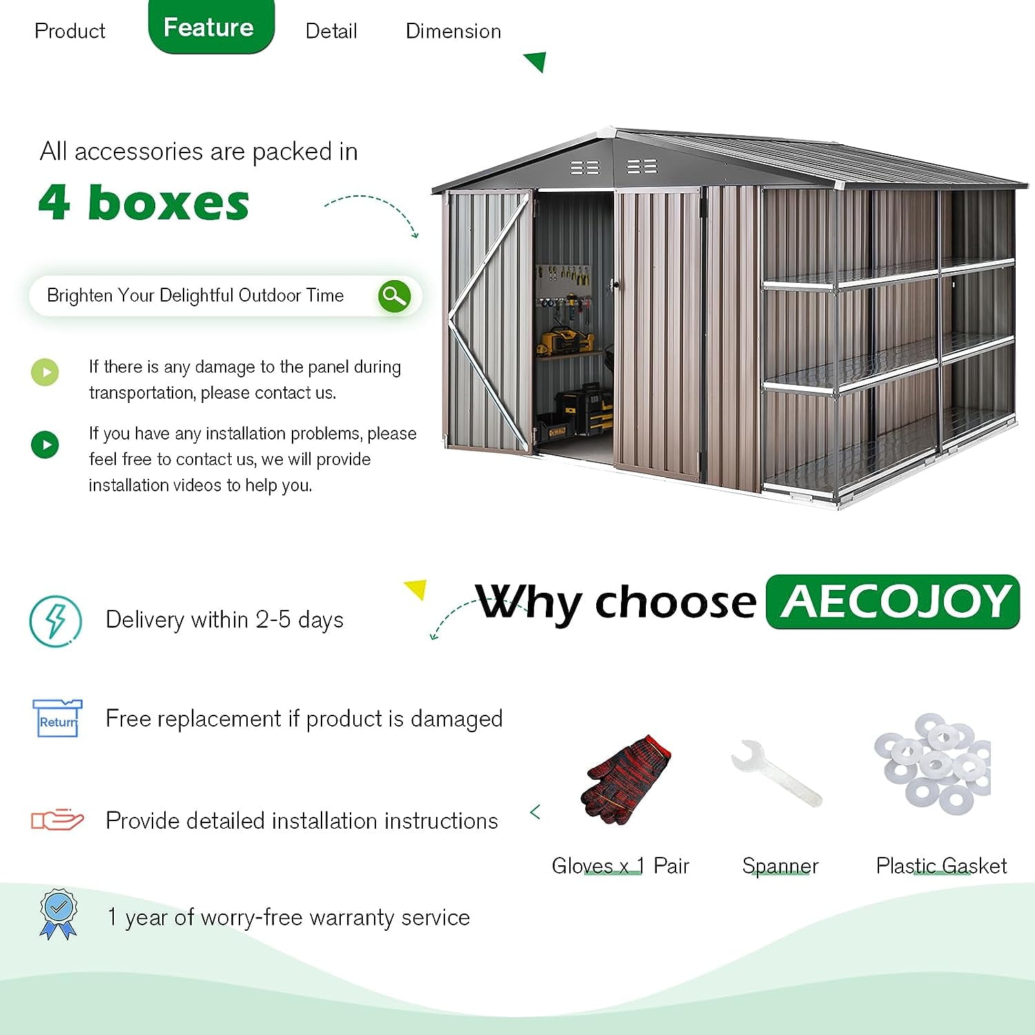 6' x 6' Outdoor Storage Shed with Rack & Shelves Metal Utility Tool Shed for Backyard & Garden-Aldronix