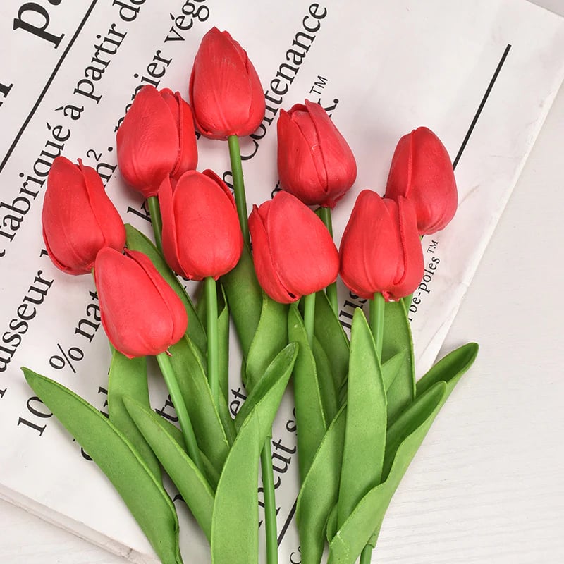 馃挀馃巵 Beautiful Artificial Real Touch Tulip Flower Stems (Bunch of 10)-Aldronix